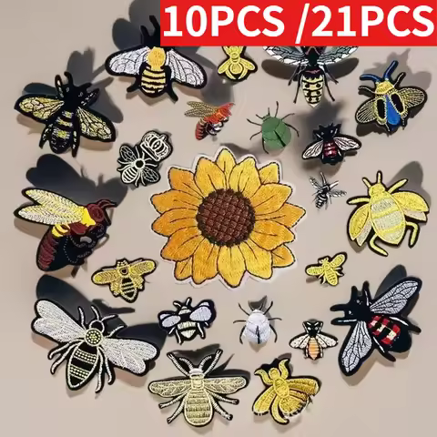 10PCS/Lots of New Hot-selling Little Bee Family Embroidery Cloth Patches Bumblebee Full Set of Littl
