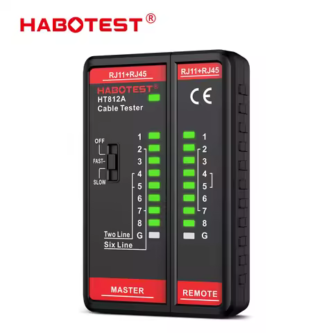 HABOTEST HT812A Network Cable Tester 8P/6P/4P/2P Cable Detector lan Tester Networking Wire Telephone