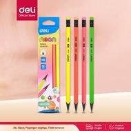 Deli Neon Pencil Triangular Barrel HB Pencil 8Pcs188mm EU54600