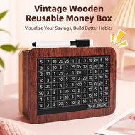 Ready Stock Wood Money Box,Handmade Reusable Piggy Bank,Crafts With Saving Money Goals Counter Woode
