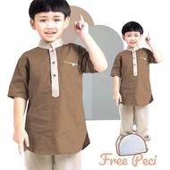 Sakoci Fashion Kids Boys' Suit Oneset Muslimin Ngaji Suit Bj Age 2 3 4 5 6 7 8 Years Atsn and Bwhan 