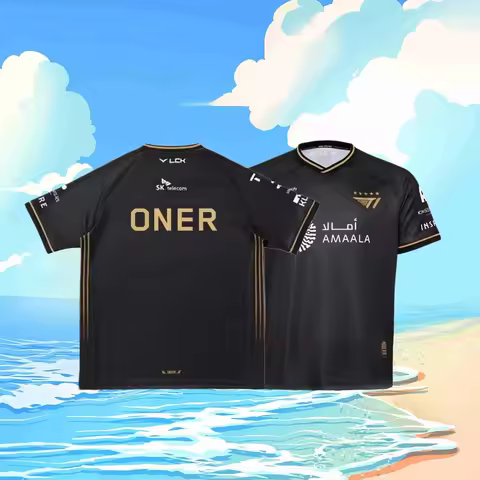 Beach surfing T-shirt 2026 New T1 SKT1 Esports Club Team Uniform Faker Keria Fans Tshirt League Of L
