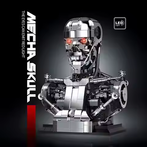 2026NEW 1469pcs MOC Technical Mechanical Terminator Half-body Head Building Blocks Model Bricks Toys