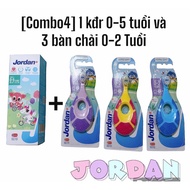 [Combo4]1 Jordan toothpaste 0-5 years old and 3 jordan toothbrushes for babies 0-2 years old