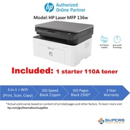 HP Laser MFP 136w (1500pg) Printer (Print,Scan,Copy,Wifi)