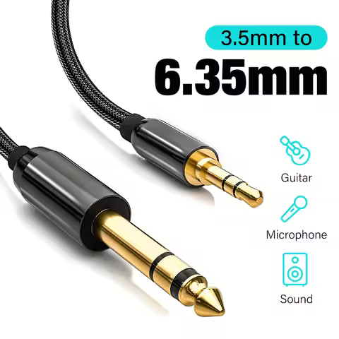 Male to Male 3.5 mm to 6.35 mm Adapter Aux Cable for Mixer Amplifier Gold Plated 3.5 Jack to 6.5 Jac