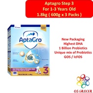 🎈RM152.90🎈 After Coin Cashback Aptagro Step 3 For 1 To 3 Years Old 1.8kg ( 600g x 3 Packs)