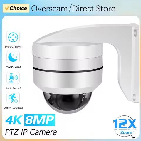 4K 8MP Outdoor IP66 PTZ Dome IP Camera POE 5MP 10X Optical Zoom Motion Detection Night Vision Audio 