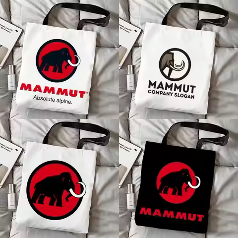 Logo M-MAMMUT Storage Bags Canvas Double-Sided Print Shoulder Handbag Reusable Shopping Durable Tote