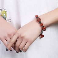 【Ready Stock】 Retro Red Glazed Women's Bracelet Natural Crystal Birth Year Bracelet National Style R