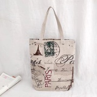 Paris 單肩手提購物袋薄款手提袋棉麻布簡約素雅便攜環保袋