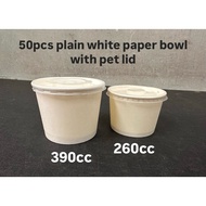 50pcs Paper Bowl Plain 110cc/260cc/390cc/520cc set