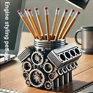 Cyberpunk Resin Crafts Ornaments Engine Styling Pen Holder Pen Holder with V8 Engine Pen Holder with