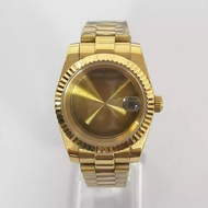 36mm/39mm Gold Bezel Stainless Steel Watch Case Sapphire Glass+ Ball-Bearing Strap for NH35 Movement