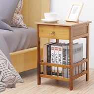 2 Tier Vintage End Table Nightstand Tall Slim Side Couch Table Stand with Drawer Living Room