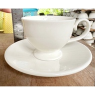 European Style Ceramic Coffee Cup Set Grade A Export Size 8 Ounces (Cream Color) (White) The Product