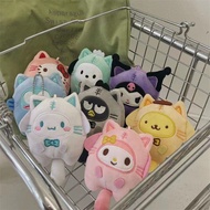 Sanrio Kuromi Cinnamoroll ตุ๊กตาแมวแต่งตัวพวงกุญแจอะนิเมะทำนองเพลงของฉันเป้สะพายหลังการ์ตูนจี้น่ารักของเล่นตุ๊กตาเด็ก