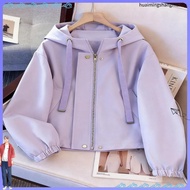 Women's Loose Fit Casual Anorak Jacket Cropped Sporty Windbreaker