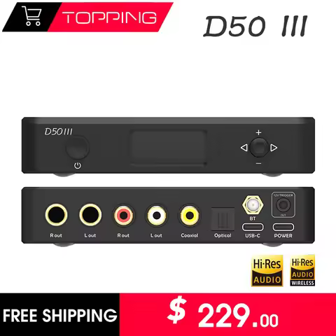TOPPING D50III Digital Audio Decoder HIFI DAC Dual ES9039Q2M LDAC Bluetooth 5.1 DSD512 PCM768kHz BT 