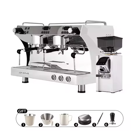 Commercial Coffee Maker CRM3120C Dual Head Coffee Machine, Independent Multi Boiler System, Adjustab