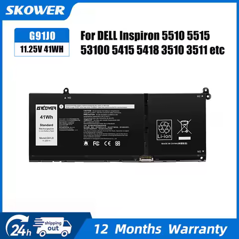 SKOWER G91J0 41Wh V6W33 54Wh Battery For Dell Inspiron 15 3511 3515 3520 13 5310 5320 5330 Latitude 