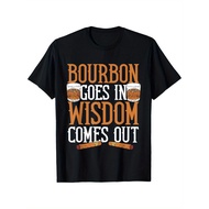Bourbon Goes In Wisdom Comes Out Cigar And Bourbon Graphic T-Shirt For Men, Cotton Black Regular Fit