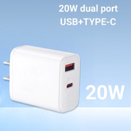 PD20W fast charger โทรศัพท์มือถือหัวชาร์จ dual port PD เหมาะสำหรับการชาร์จอย่างรวดเร็วของโทรศัพท์มือถือ Apple Huawei Xiaomi และ Samsung