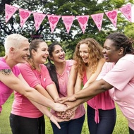 HARRIETT Breast Cancer Awareness Decorations, Single Side Pink Love Heart Breast Cancer Backdrop Ban