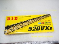 โซ่ 520 120ข้อ VX3 DID Japan X-Ring สีทอง DID Made in Japan พร้อมชุดข้อต่่อ Roller chain Firstmotors