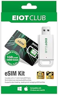 EIOTCLUB eSIM Card & Reader Bundle - Physical eSIM Card for Unlocked Android/iPhone/Router, Unlimite