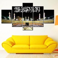 HD Cetakan Kanvas Dinding Seni Ruang Tamu Gambar Dekorasi Rumah 5 Potongan Islam Mekah Kaaba Kertas 