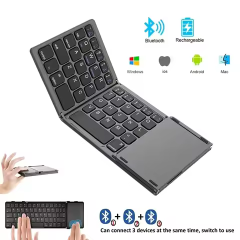 Russian/Spanish/English B033 Mini Foldable keyboard, Wireless Bluetooth Keyboard Recharger with Touc
