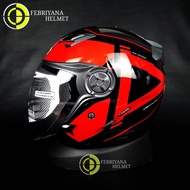 NHK GLADIATOR GRANDE BLACK RED GLOSSY DOUBLE VISOR