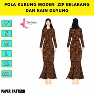 POLA BAJU KURUNG MODEN ZIP BELAKANG DAN KAIN DUYUNG
