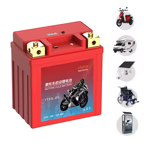 Motorcycle Battery LiFePO4 Scooter Starter 12.8V 5Ah 7Ah 9Ah CCA 200A-400A Built in BMS Lithium Batt