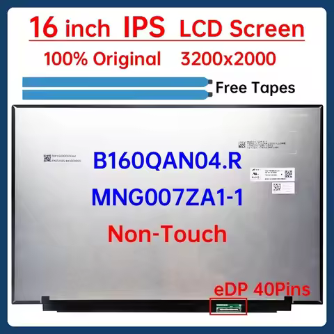 16 Inch Laptop LCD Screen B160QAN04.R MNG007ZA1-1 Display Panel Matrix Replacement 3200x2000 100% DC