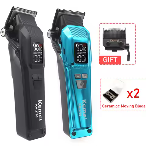 Kemei KM-2796 Brushless Motor DLC Blade LCD Display 9000RPM Professional Hair Clipper Hair Cutting M