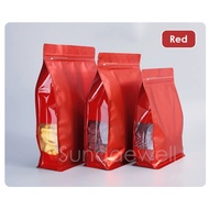 Matte Red Color Gusset Thick Aluminium  Window Zip-lock Food Packaging Bag Makanan Bungkus Merah Sta