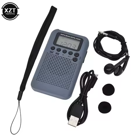 Hrd-104 Pocket Am Fm Radio LCD Digital Radio-frequency Display Rechargeable Mini Stereo Radio With D