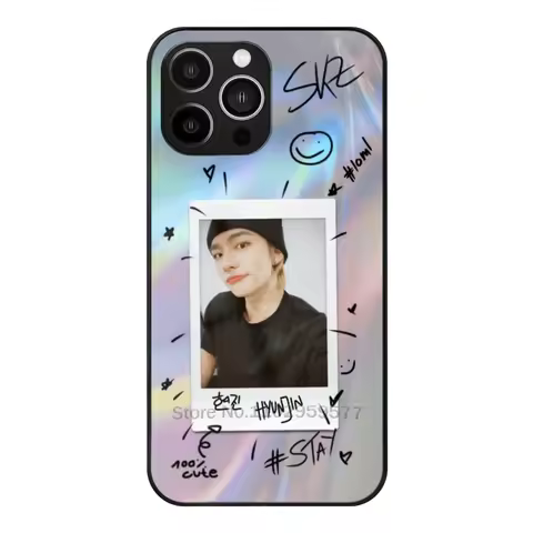 Hyunjin Sticker Phone Case Glass For Iphone15 14 13 11 12 Pro Max Mini Xr X Xs 6 7 8 Plus Cover Skz 