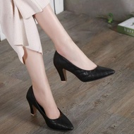 MIVELSHOES BLACK PANTOFEL SHOES FOR WOMEN HIGH HEELS 7cm HEL BOX TOFU ND02 WORK SHOES FOR OFFICE PAR