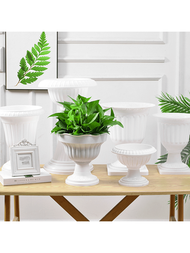 1 件白色塑膠花盆,迷你綠色植物盆,高腳創意大口徑花盆