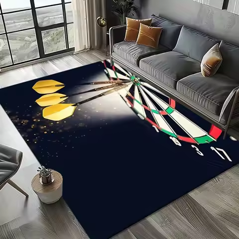 2D Dartboard Darts Area Rug for Game Room Office Bedroom Non Slip Washable Floor Mat Home Decorative