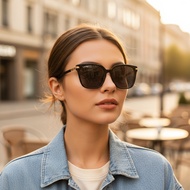 Lovito Kacamata Hitam Polos Kasual untuk Wanita LNA32250 (Putih/Hitam)