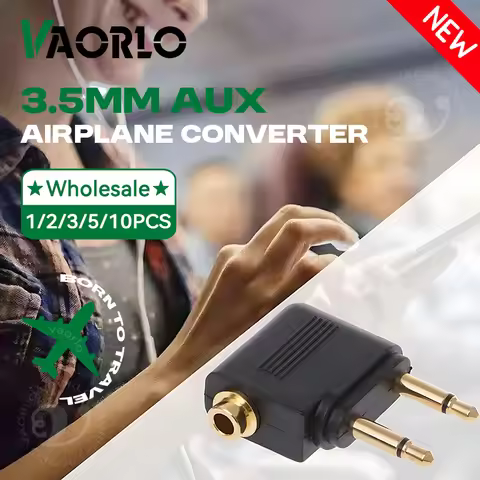 Wholesale 1-10PCS/Lot 3.5MM AUX Airplane Audio Converter Airline Aircraft Headphone Plug Jack Audio 