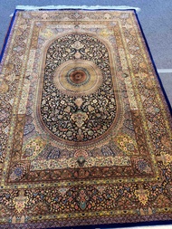 Persian Cotton Silk Carpet 5×7 ft (150×225 cm) – Made in Iran Short Thin Dense Pile Persian Floral D