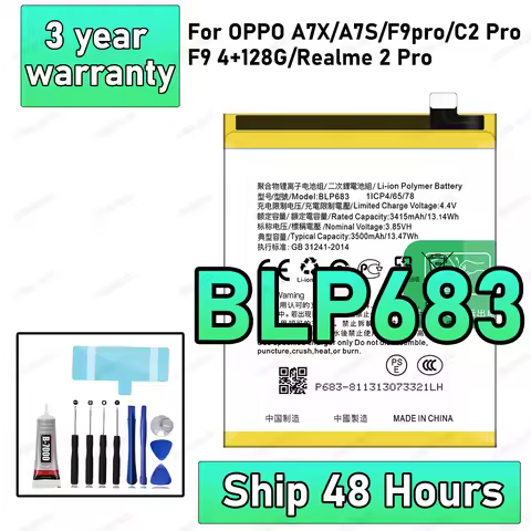 100% New High Quanlity BLP683 Battery For Oppo A7X/A7S/F9pro/F9/4+128G/C2 Pro /Realme 2 Pro Replacem