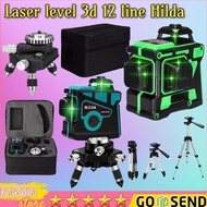 LASER LEVEL 12 LINE 3D HILDA LASER LEVEL MEASUREMENT DIMENSIONS + TROPOD ORIGINAL AND TRUSTED