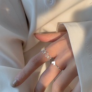 2pcs /set Women Hollow Out Love Ring Silver Color Adjustable Index Finger Ring