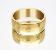 金幣戒指英國 1 便士 1967 年 18k 鍍金戒指薊戒指